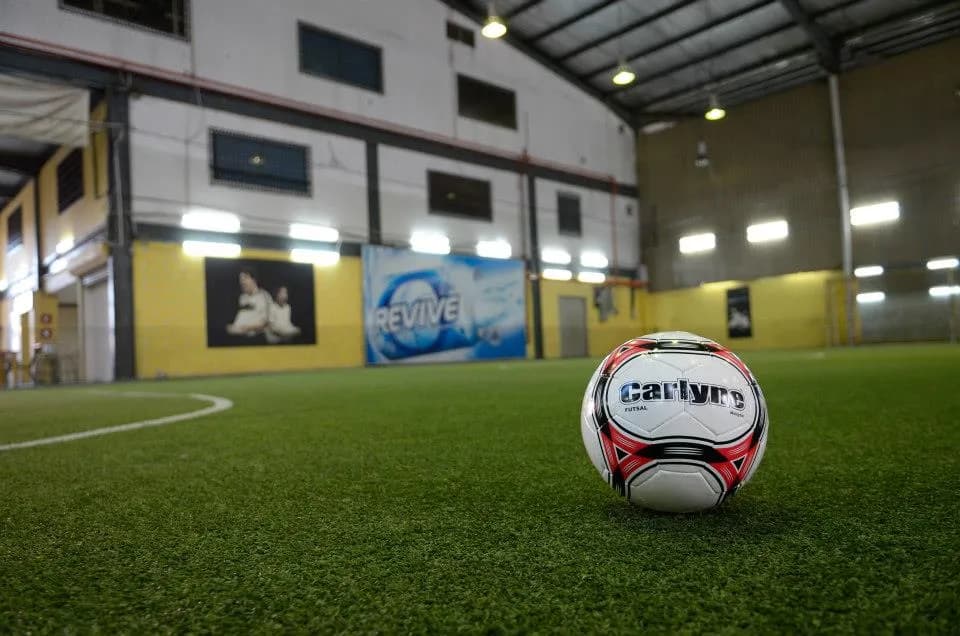 Players on a futsal court